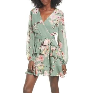 Tiered Floral Wrap Dress